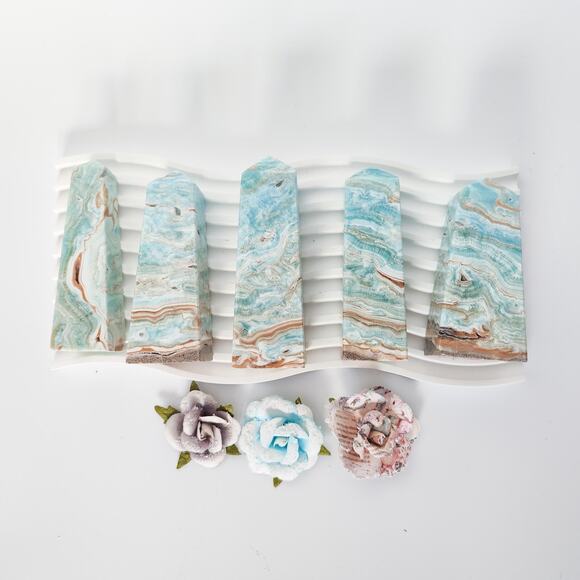 Blue Aragonite Tower Point Communication Crystal - Picture 2 of 8